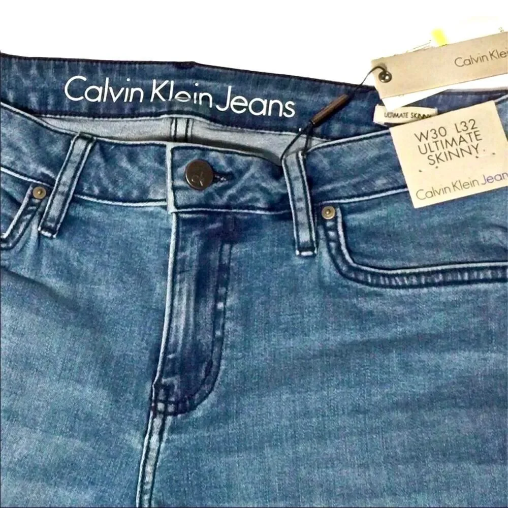 Blue Denim Mid Rise Skinny Jeans Calvin Klein Jeans 30x32 NWT - Picture 5 of 5